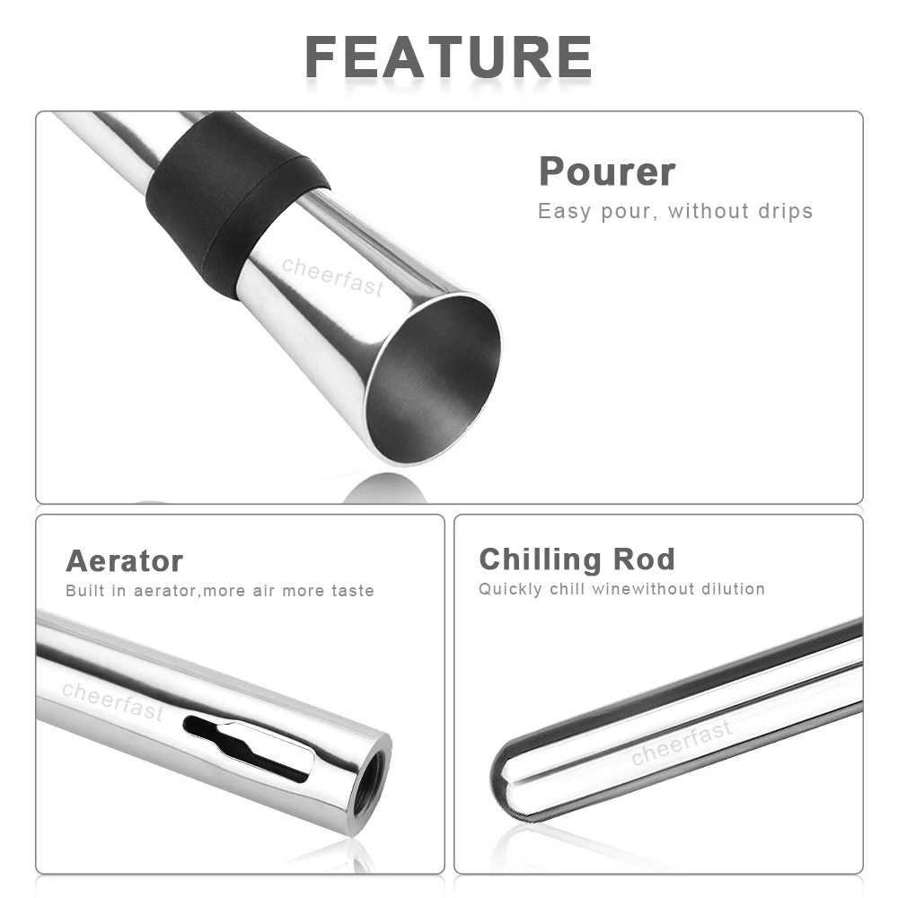 Новое поступление кулер для бутылки красного вина винный охладитель набор палочек 3 в 1 из нержавеющей стали охлаждающих