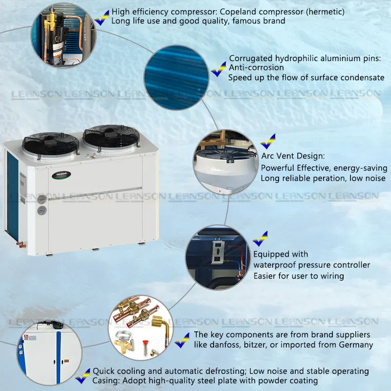 Energy saving cold room box type twin top blowers freezer condensing unit ZB58KQ cope-land compressor 8HP condensing system