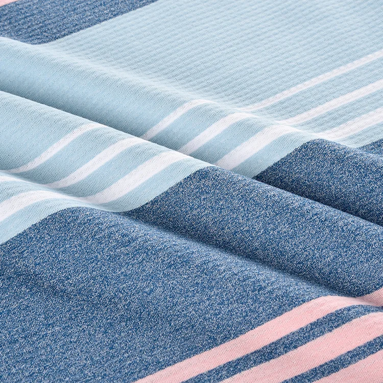 Anti-Static Jacquard Stripe Yarn-Dyed Fabric 47.5% Cotton 23.5% Viscose 24% Polyester 5% Spandex Knit Fabric For Polo Shirt