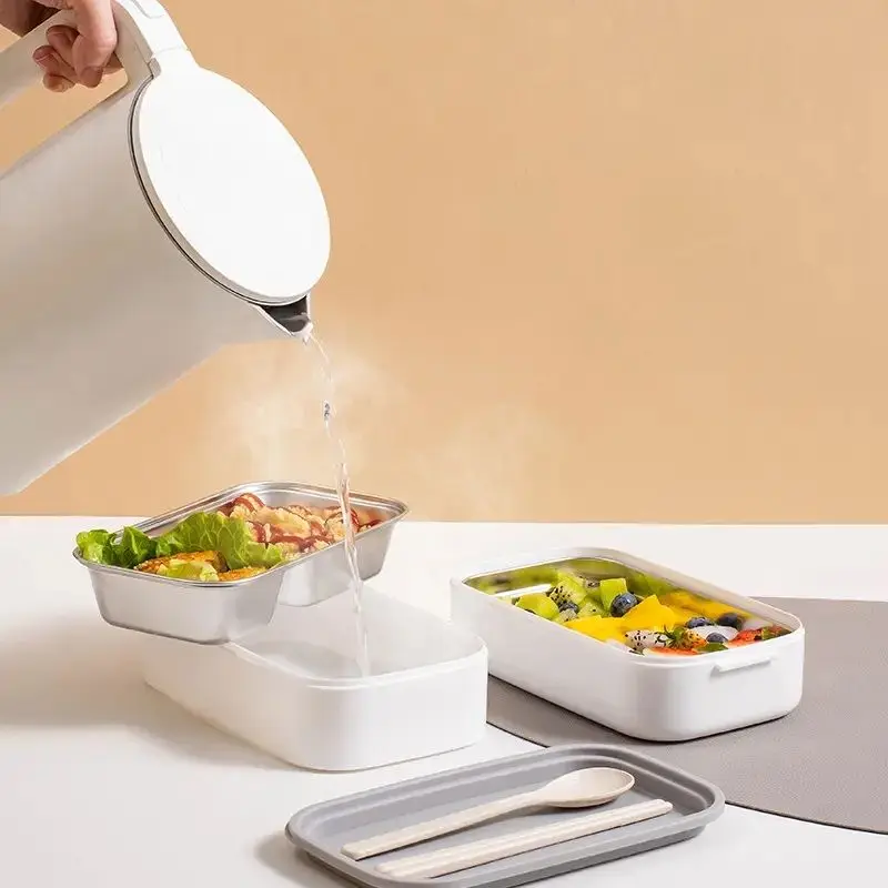 Custom Double-layer Leak-proof Microwave Bento Box 3 Compartment Lunch Box Food Storage Container 304 Stainless Steel Rectangle