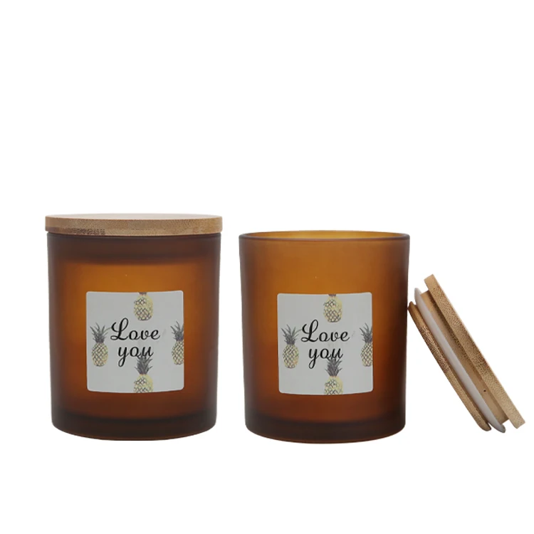 Custom Luxury Recycled Flawless Cute Modern OEM ODM Frosted Wooden Lid Round Bottom Glass Candle Jars With