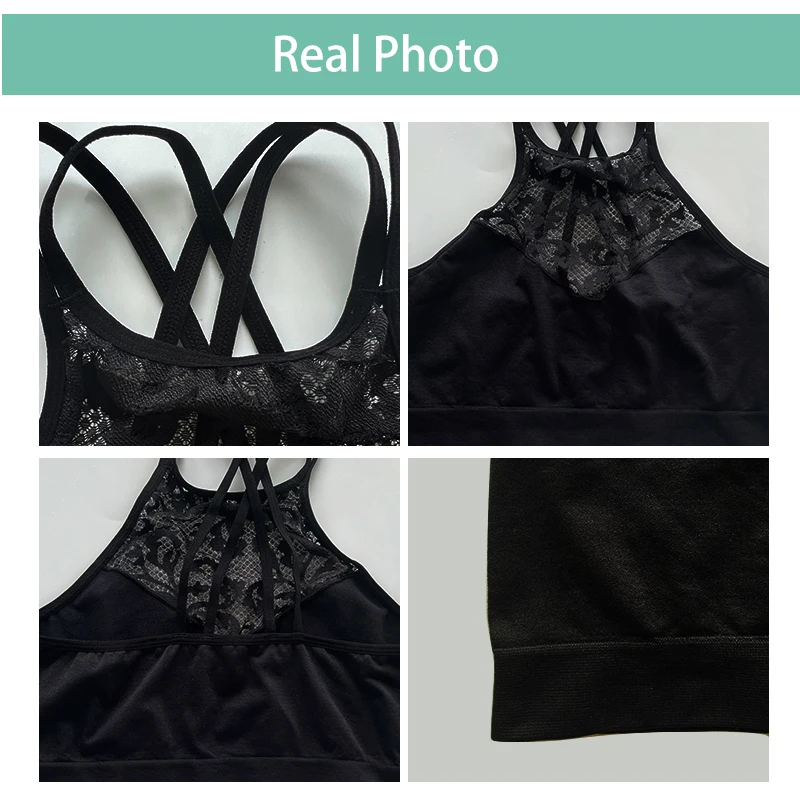 WZX Customized Womens Every Day High Neck Lace Halter Cutout Back Strap Seamless Bralette Size One-piece Wire Free Bralette Bra