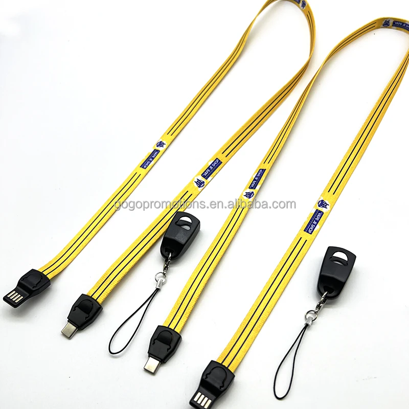Chian Manufacturer Customized Card Hanging Rope Yellow buckle heat transfer USB lanyards with card holder