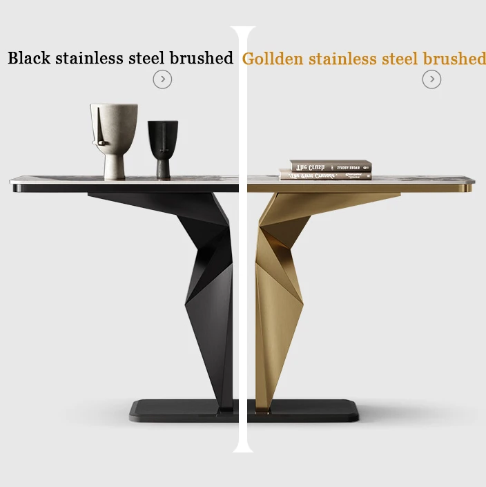 Modern Italian luxury stainless steel marble top console table