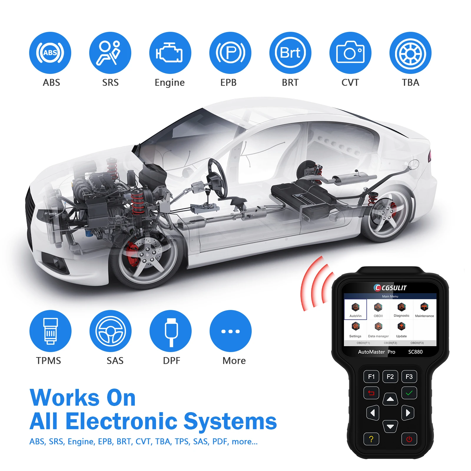 Full System CGSULIT SC880 Car OBD Tester Diagnostic Scanner for Diesel Vehicle Engine