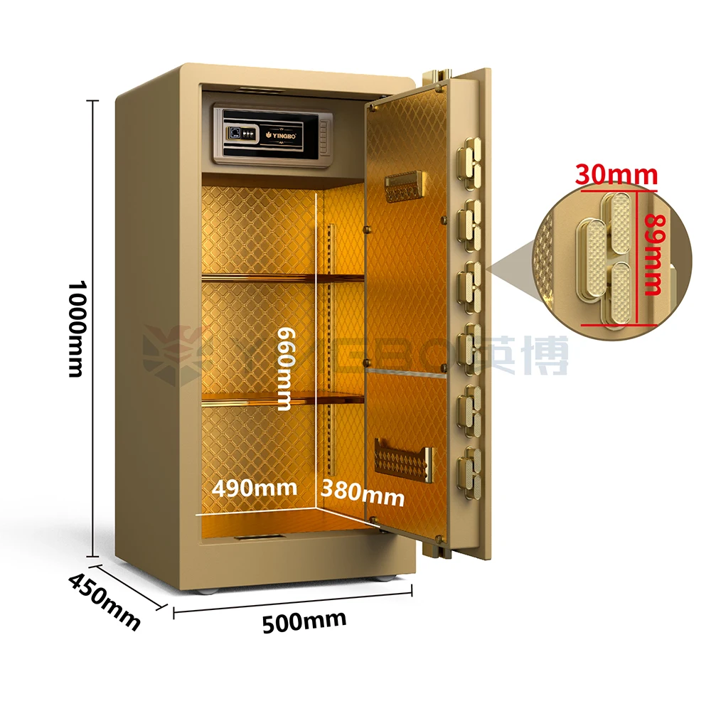 gold color household safes double bolts safe key box for sale