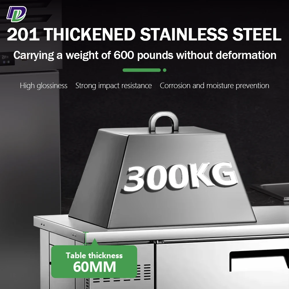 Stainless Steel Freezer Air Cooling Commercial Worktable Chiller Freezer Refrigerator Under Counter Fridge