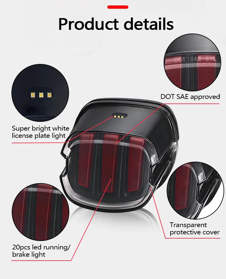 ACTEAM ABS Plastic Bright Red Ip67 30W Motorcycle Brake Rear Led Tail Light