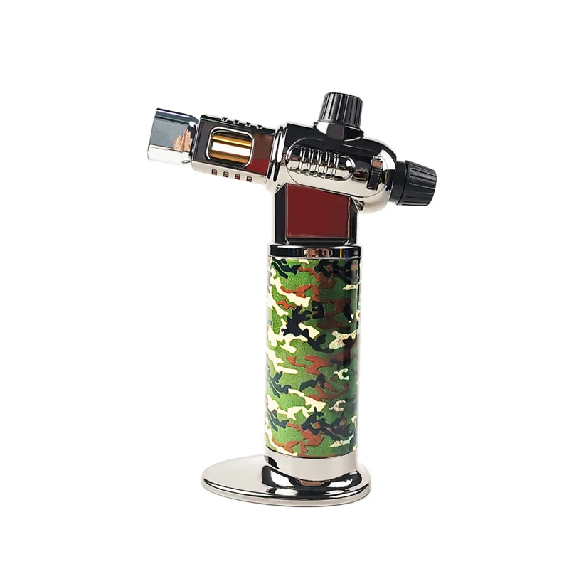Custom Refillable Smoke Ignition Windproof Torch Lighter For Cooking Safety Features Adjustable Portable Butane Gas Refillable