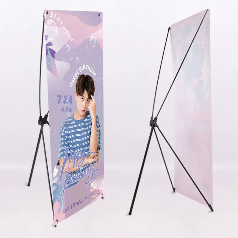 Custom Popular Outdoor Easy Set Up Cinema Poster Show Advertising Display Digital Printing Korean Type X frame Banner Stand