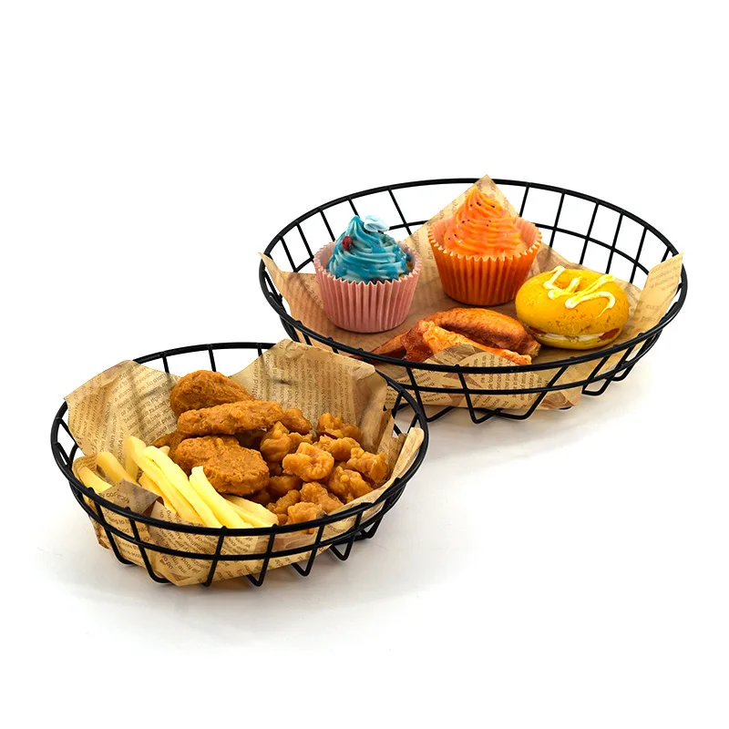 Kitchen Gadgets Metal Mesh Round Frying Basket For Potato Chips  French Fries Cookies Serving Basket