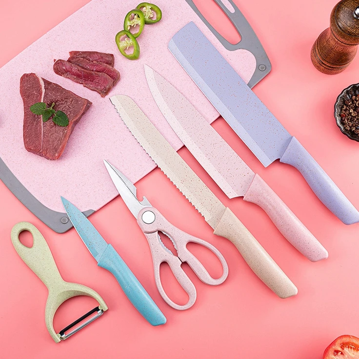 
6-piece Household Wheat Straw Kitchen Knife Set 