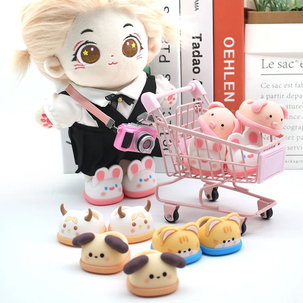 2024 Factory Direct Sale 20cm Cotton Doll Shark Rabbit Dog Pig Cute Pet Slippers Kids Diy Doll Dressing Accessories
