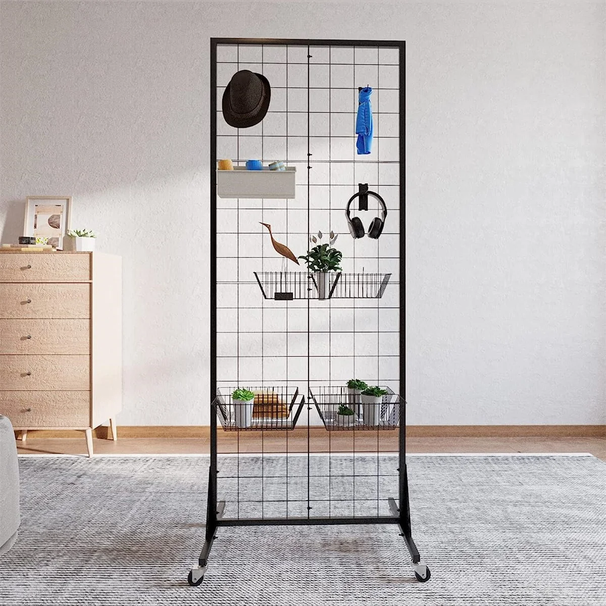 Custom Store Hanging Product Hat Jewelry Tool Phone Case Accessories Detachable Gridwall Panel Metal Mesh Display Rack Stand