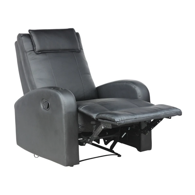 Best price metal inner frame sectional black single seater synthetic leather recliner sofa for salon