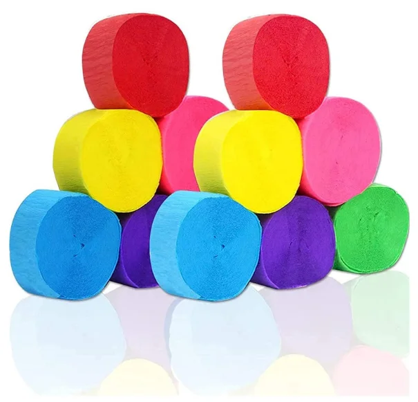 12 Rolls 984ft Crepe Paper Streamers stretch crepe paper self-adhensive garlands in crepe paper pack of 8