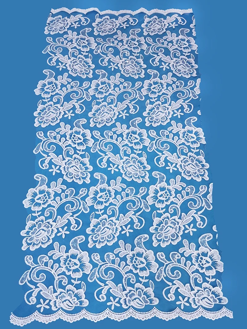 lace fabric factory wholesale price african sequins white dress lace fabric for wedding