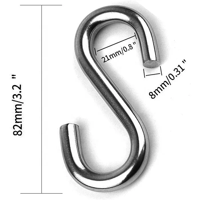 Factory Customized Stainless Steel Large S Hooks Heavy Duty Zinc Hanging Hooks For Hammock