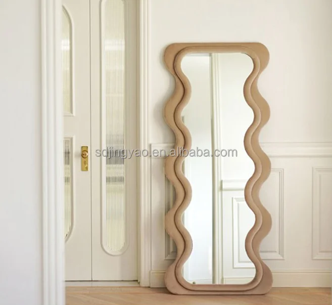 Wave full body dressing special-shaped design household retro wall landing Nordic style fitting mirror