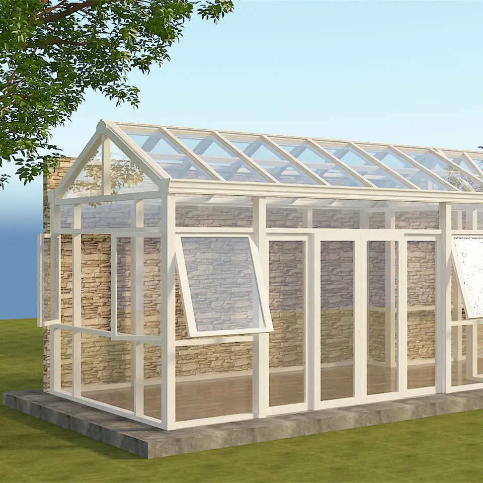 Low-E prefabricated glass house cabins and garden rooms products aluminium cabins and garden room house Doorwin glass sunroom