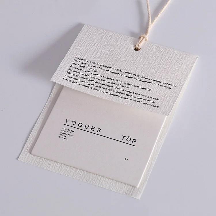 China cheap fold over custom logo printed design 400gsm paper cardboard kraft garment luxury jewelry hang tags with string