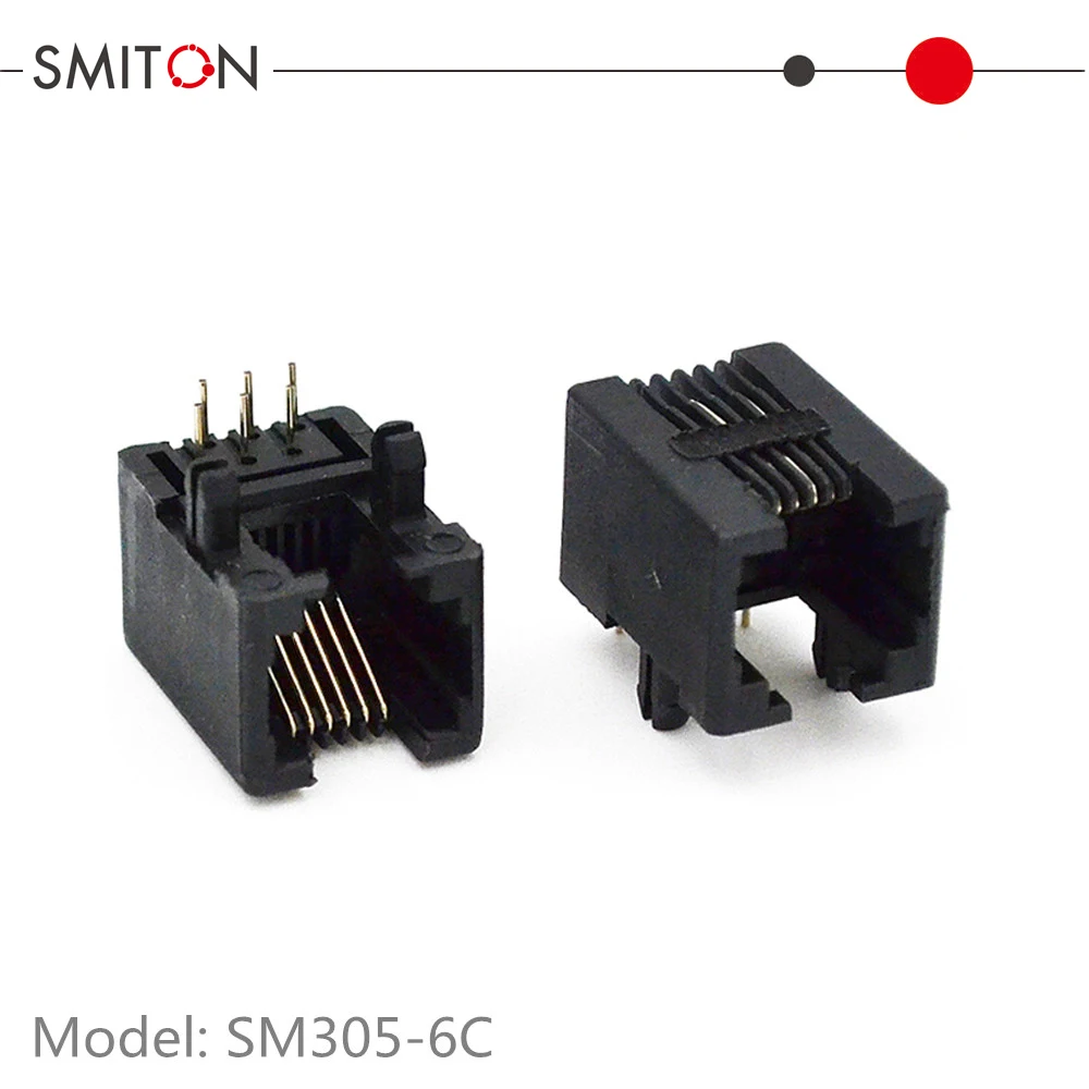 6P6C UTP Cat3 RJ12 PCB Jack Modular Connector