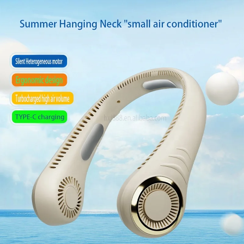 F1 Neck Fan Ice porcelain patch Portable Cooling Fan  Outdoor Type-c Rechargeable 180 degree circulation wind hanging neck fan