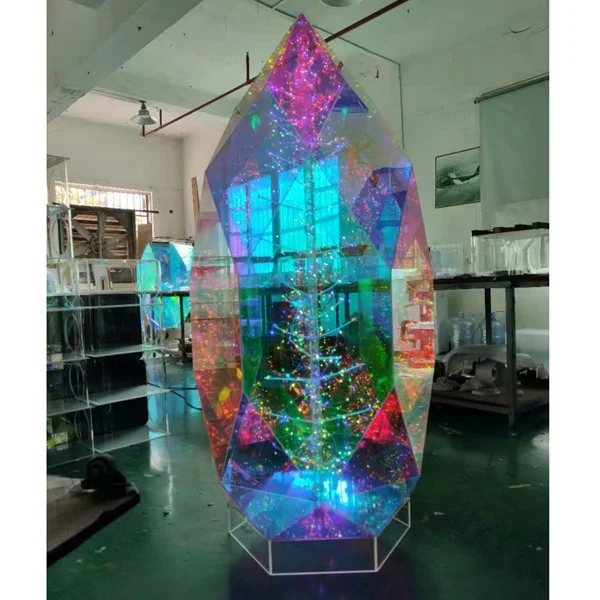 Floor Standing Rainbow Acrylic Tree With LED Lights, Free Standing Rainbow Tree Professional Manufacturer