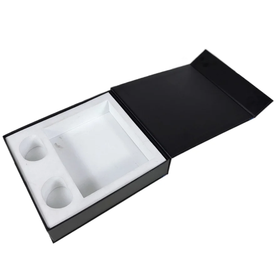 High-end gift cardboard packaging box with white EVA foam insert for cosmetic products