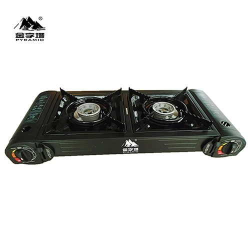 Wholesale Home kitchen stainless steel custom logo black Double burner gas stove