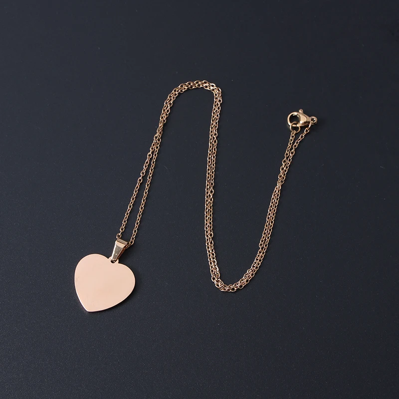 Hot Sale Elegant New 18k gold Gold Plated Stainless Steel Engraved Blank Heart Pendant Necklace