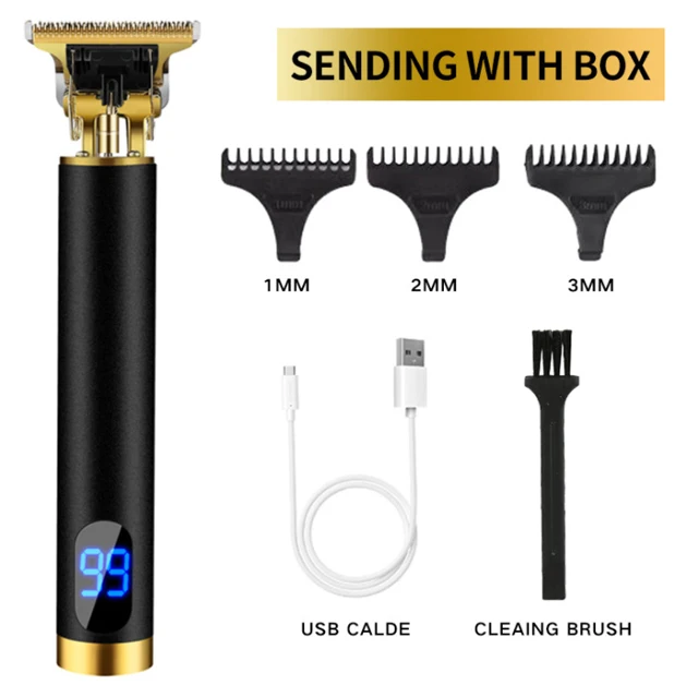 
Black golden LCD screen portable electric USB rechargeable hair trimmers professional haircut sculpture hair clipper 
