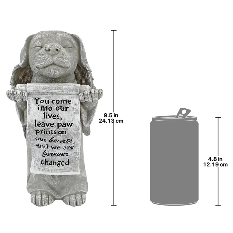 Dog Pet Memorials Paw Prints on our Hearts Resin Stone Like Statue