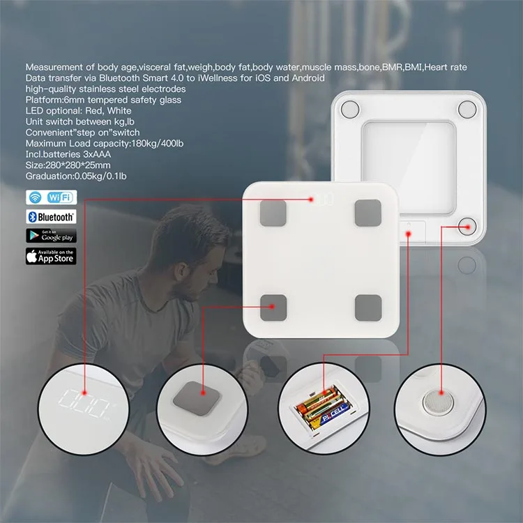 Cost efficiency bathroom scales 4 electrodes body composition analyzer Dry battery powered scales