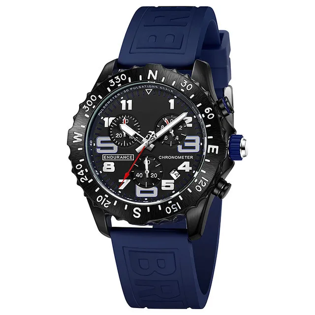 Top Brand Luxury Watch Man Quartz Multi-function Chronograph Rubber Sport Wristwatch Reloj Militar