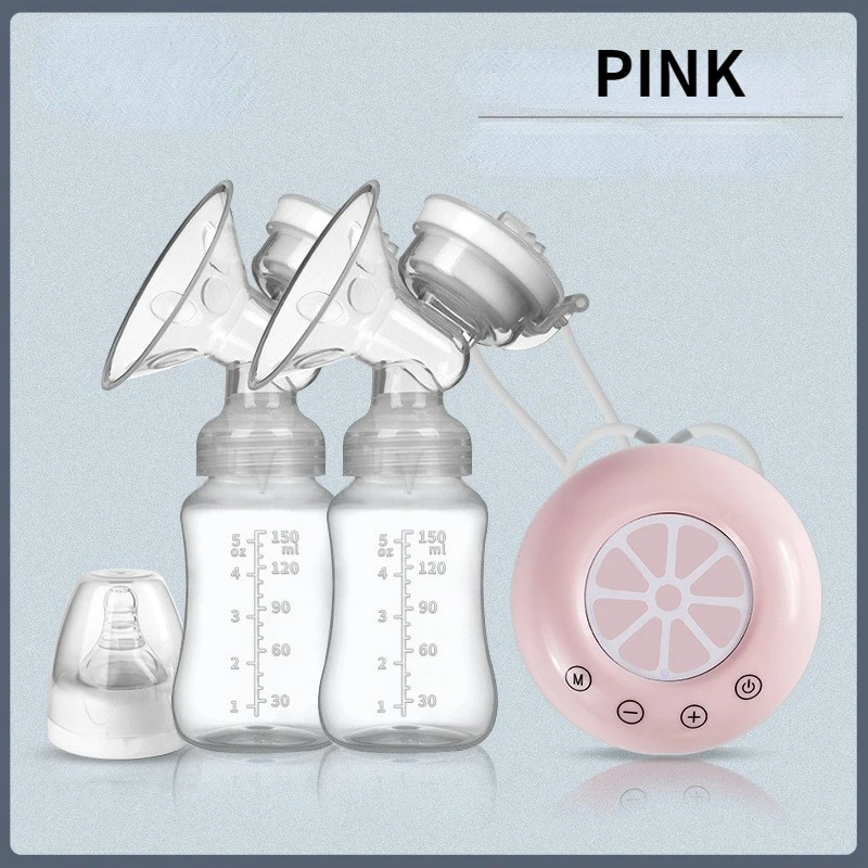 Food Grade BPA Free Baby Feeder Double Suction Breast Massager Hands Free Breast Pump with Feeding Bottle