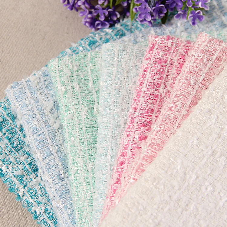 Модная мягкая белая твидовая ткань для женского платья пальто, черный, персиковый, синий, светло-зеленый, на метр