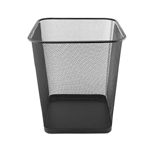 Square Metal Wire Mesh Trash Can Standing Office Waste Paper Basket with without Lid Home Office Garbage Collection