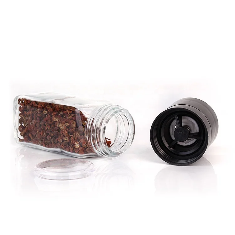 Wholesale Square Shape 4oz 120ml Kitchen Spice Grinder Manual Salt and Pepper