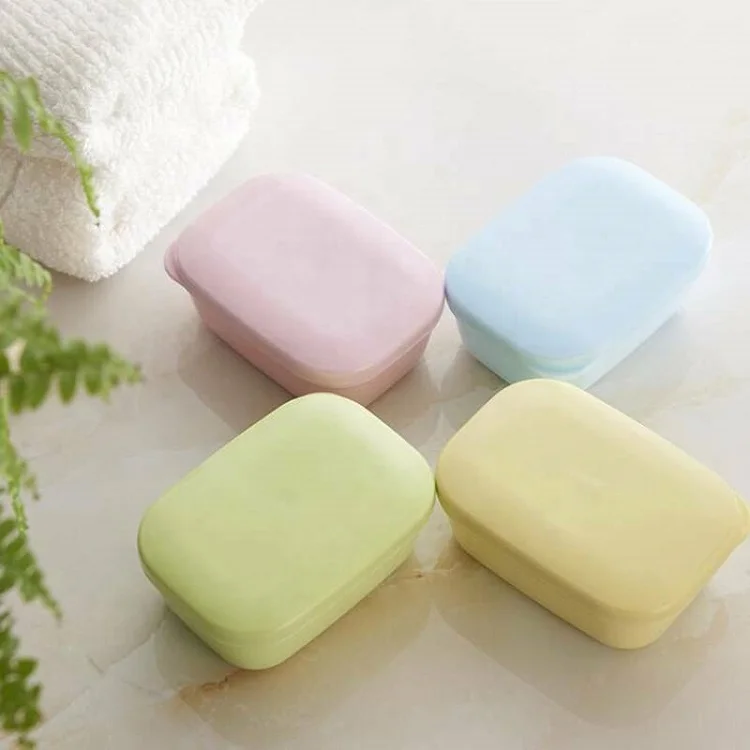 Top Seller 2024 Cheap Fancy Travel Portable Plastic Soap Dish With Container Drain Layer & Box Lid for Soap Case Holder