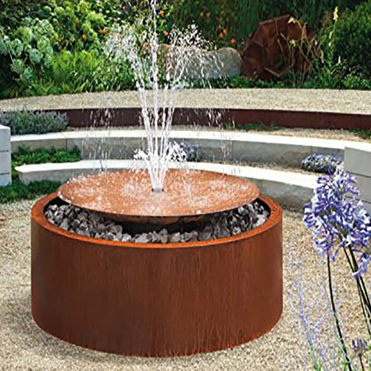 Corten water fountain steel rusty waterfall fountain outdoor corten steel curtain water feature