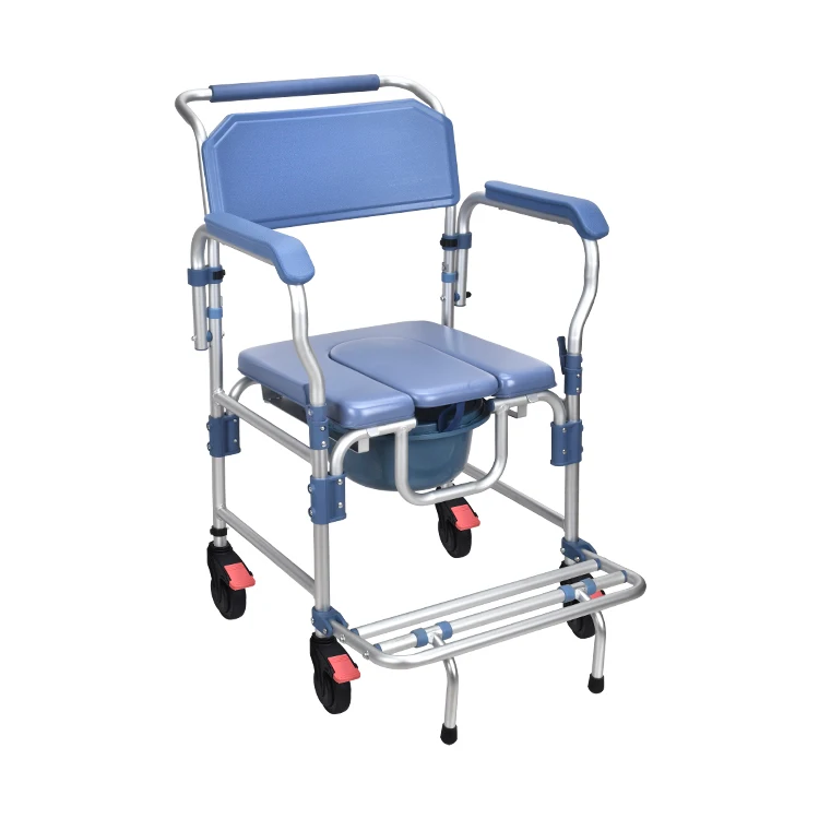 Hot seller  Aluminum Alloy Multi-Function Mobile Lift Commode Chair With Bath Toilet For Disabled And Patients