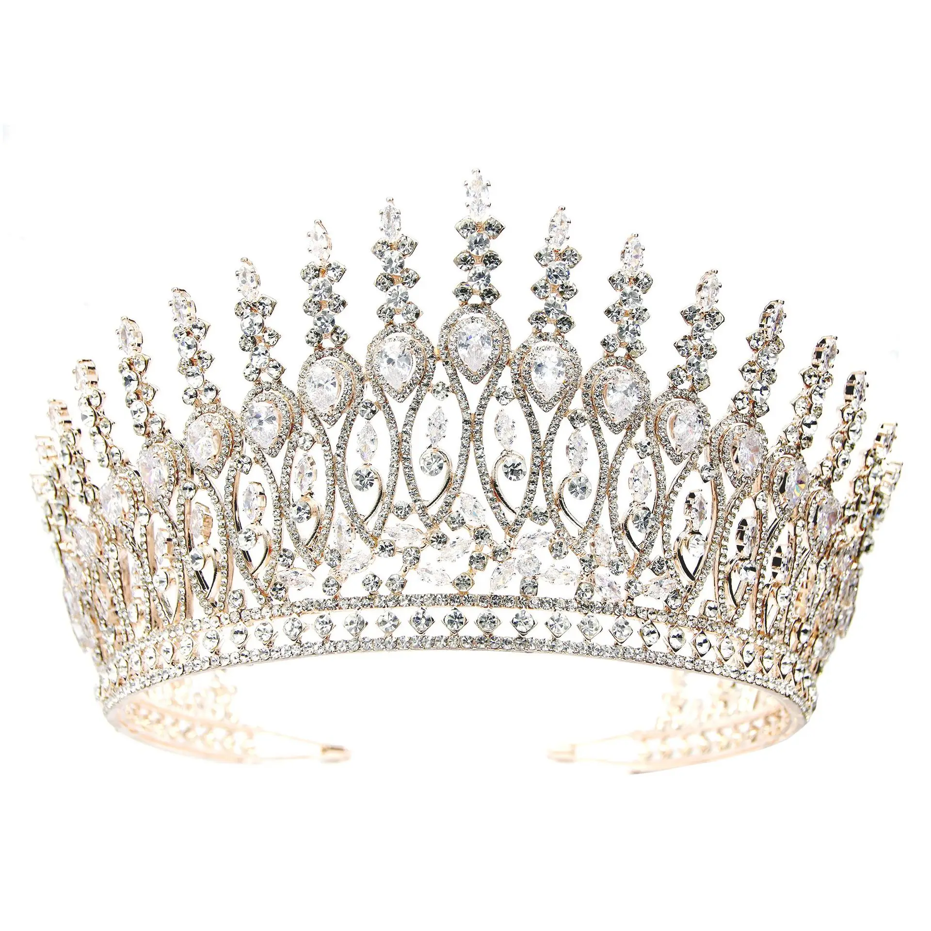 Oversized European American Korean bride Crown tiara Princess Crown wedding luxury design zircon bride tiara