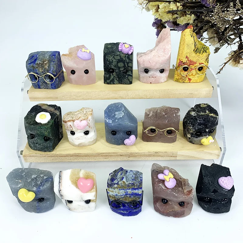 Wholesale natural crystal healing stone carved pink opal hedgehogs chakra crafts handmade crystal hedgehogs
