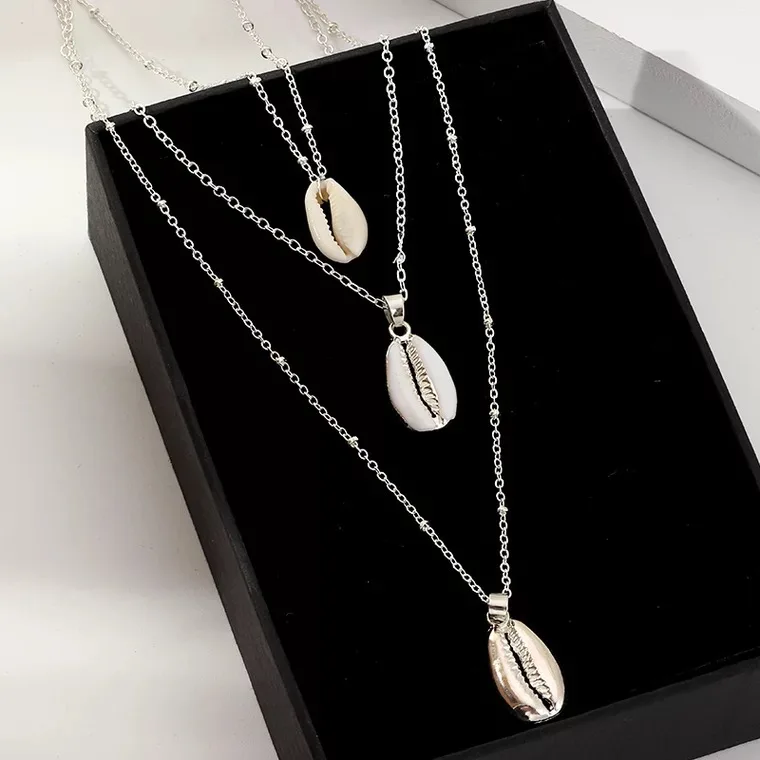 Femtindo New Puka Shell Jewelry Designs Custom Silver/Gold Tone White Cowrie Shell Necklace For Women