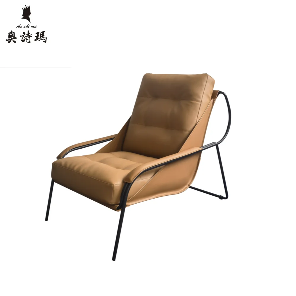 Italian Modern Design Leisure Lounge Chair with Metal Frame: A New Model of Elegant Living Room Furniture