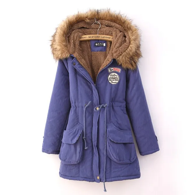 Новое Женское теплое длинное пальто с меховым воротником, куртка с капюшоном, Тонкая зимняя парка, верхняя одежда ecowalson