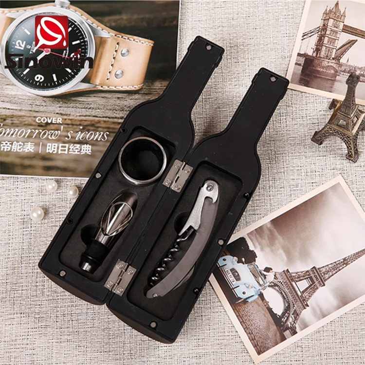 Amazon Hot Selling Bottle Shaped Stainless Steel Bottle Shaped Wine Gift Set