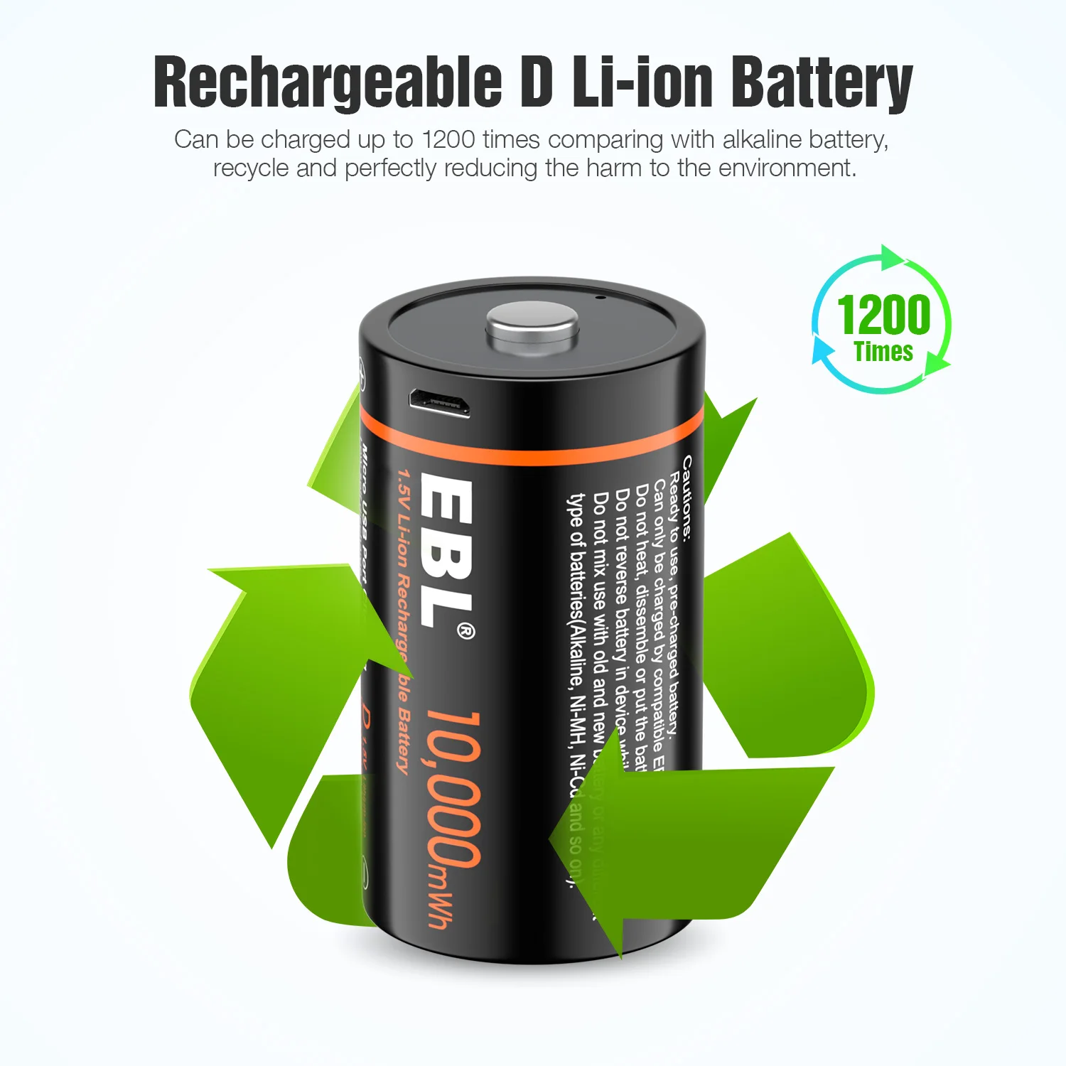 1.5V D SIZE R20 Rechargeable Lithium ion Li-ion Batteries 1.5v USB Rechargeable Battery