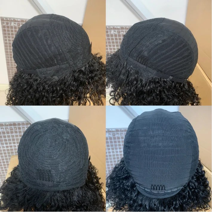 Human Hair Natural Color Machine Made Curly Bob Wig 11 inches 150% Density Human Hair Machine made Bob Wig For Black Women